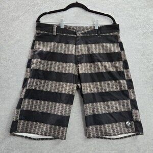 Vans Men Activewear Shorts 32 Black Striped VANPHIBIAN Logo Pockets 11" Inseam‎